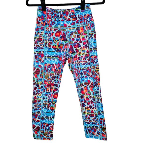 Constantly Varied Gear XS Exotic Bright  Leopard Print Crop Leggings Pockets - Picture 2 of 10